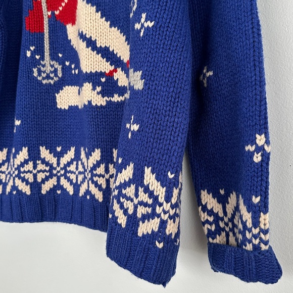 Lands’ End Ski Alpine Blue Lambswool Novelty Cozy Heavy Knit Sweater size large - Picture 8 of 9